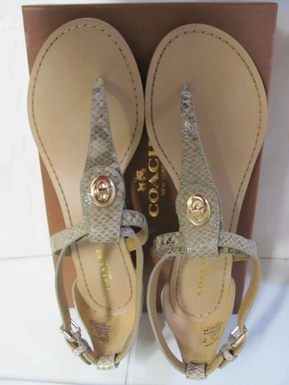 COACH INGRID NAT. PRINT SNAKE SANDALS NIB coach ingrid